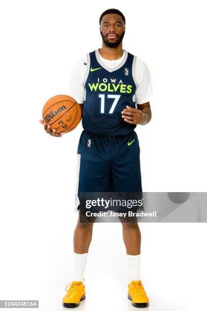 Emmanuel Mudiay of the Iowa Wolves poses for a portrait during G League media day on October 25, 2022 at the Wells Fargo Arena in Des Moines, Iowa....