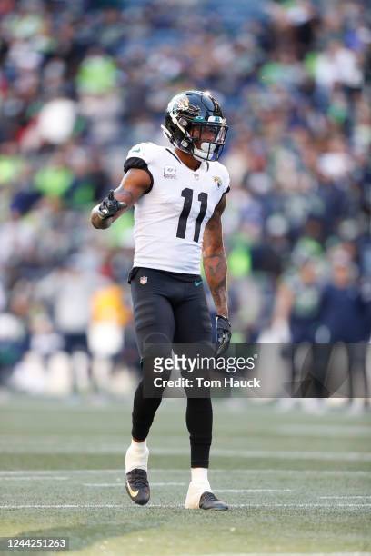 Jacksonville Jaguars wide receiver Marvin Jones runs on the field during an NFL football game against the Seattle Seahawks Sunday, Oct. 31 in Seattle.