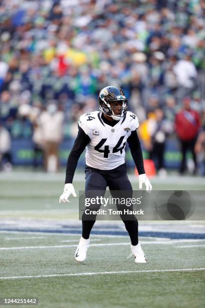 Jacksonville Jaguars outside linebacker Myles Jack runs on the field during an NFL football game against the Seattle Seahawks Sunday, Oct. 31 in...