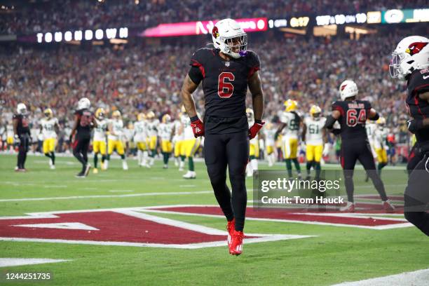 Arizona Cardinals running back James Conner runs on the field against the Green Bay Packers during an NFL football game, Thursday, Oct. 28 in...