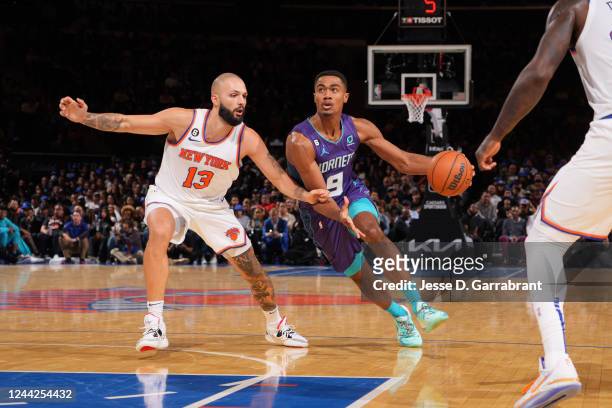 Theo Maledon of the Charlotte Hornets shoots the ball during the game against the New York Knicks on October 26, 2022 at Madison Square Garden in New...