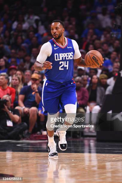 Los Angeles Clippers guard Norman Powell dribbles up the court during a NBA game between the Phoenix Suns and the Los Angeles Clippers on October 23,...