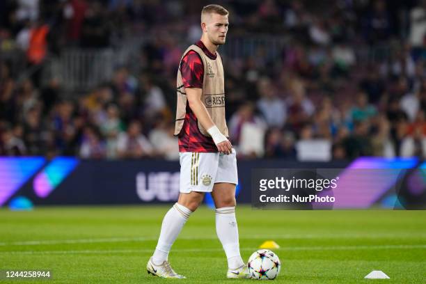 Matthijs de Ligt centre-back of Bayern Munich and Netherlands during the warm-up before the UEFA Champions League group C match between FC Barcelona...