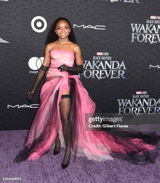 Dominique Thorne at the world premiere of Marvel Studios Black Panther: Wakanda Forever held at the Dolby Theatre on October 26, 2022 in Los Angeles,...