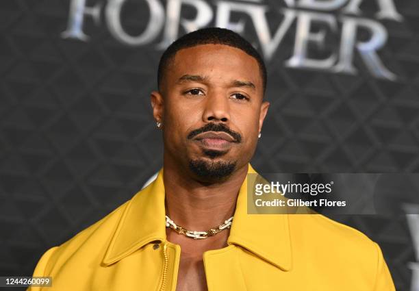 Michael B. Jordan at the world premiere of Marvel Studios Black Panther: Wakanda Forever held at the Dolby Theatre on October 26, 2022 in Los...