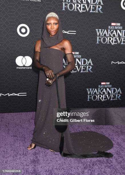 Michaela Coel at the world premiere of Marvel Studios Black Panther: Wakanda Forever held at the Dolby Theatre on October 26, 2022 in Los Angeles,...