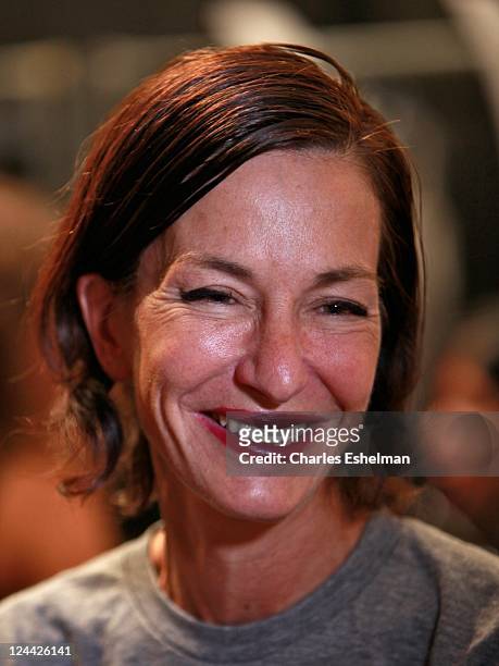 Designer Cynthia Rowley attends the Cynthia Rowley Spring 2012 fashion show during Mercedes-Benz Fashion Week at The Stage at Lincoln Center on...