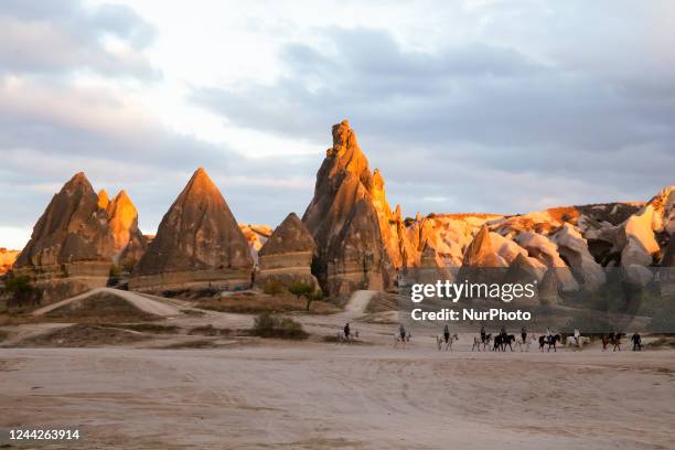 View over the mountains in Goreme, Cappadocia, on October 21 Goreme, Turkey