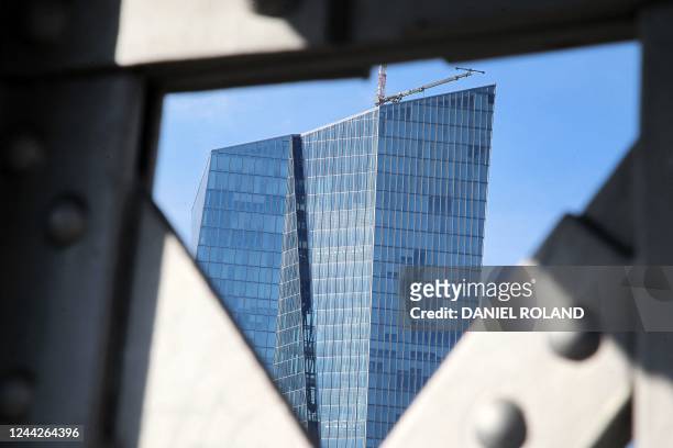 The headquarters building of the European Central Bank is pictured ahead of a press conference on the eurozone monetary policy in Frankfurt am Main,...