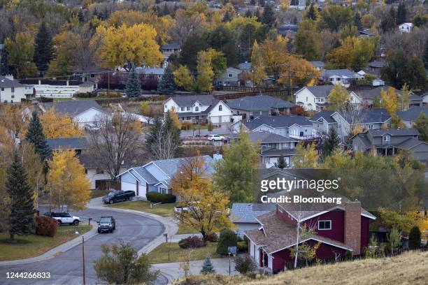 Residential homes in Casper, Wyoming, US, on Sunday, Oct. 23, 2022. The American middle class is facing the biggest hit to its wealth in a generation...