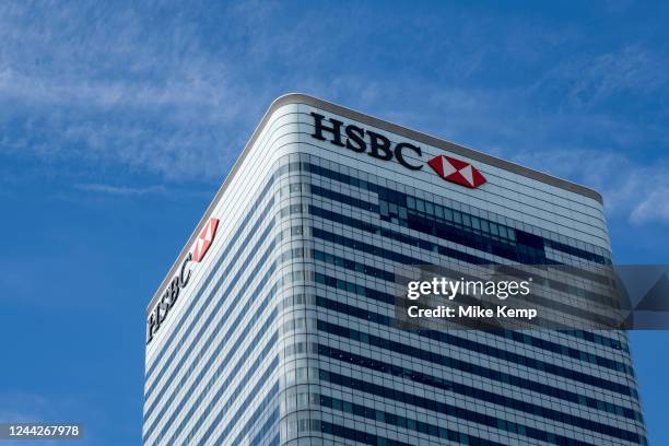 Building at Canada Square, at the heart of Canary Wharf financial district on 14th October 2022 in London, United Kingdom. Canary Wharf is an area...