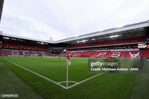 General internal view of Philips Stadion, home stadium of PSV Eindhoven ahead of the UEFA Europa League group A match between PSV Eindhoven and...