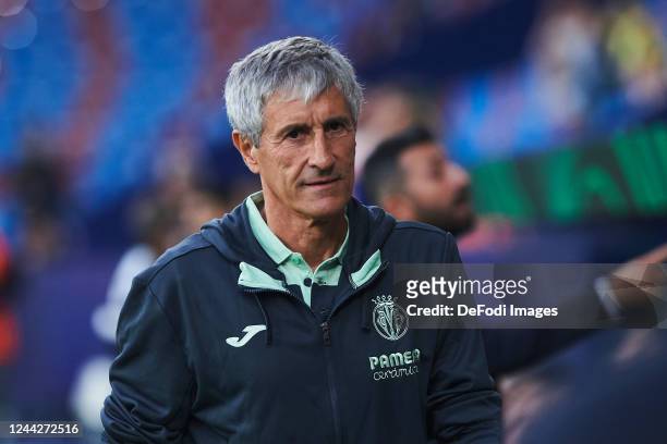 Head coach Quique Setien of Villarreal CF looks on prior to the UEFA Europa Conference League group C match between Villarreal CF and Hapoel Be'er...