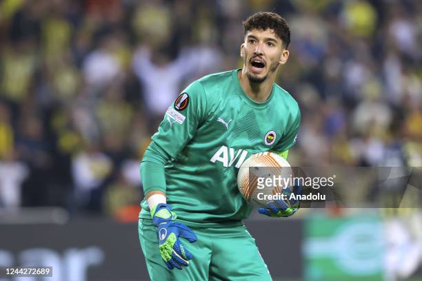 Fenerbahce's goalkeeper Altay Bayindir in action during the UEFA Europa League Group B 5th match between Fenerbahce and Rennes at the Ulker Stadium...
