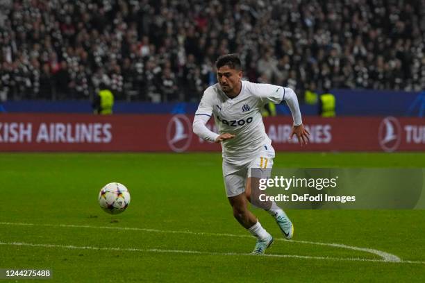 Cengiz Ünder of Olympique Marseille controls the ball during the UEFA Champions League group D match between Eintracht Frankfurt and Olympique...