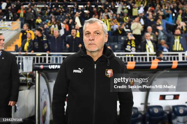 Coach Bruno Genesio of Stade Rennes during the UEFA Europa League group B match between Fenerbahce and Stade Rennes at Ulker Sukru Saracoglu Stadium...