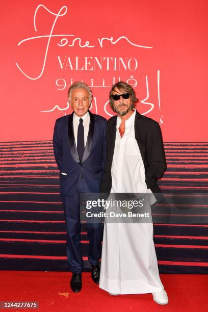 Giancarlo Giammetti and Valentino Creative Director Pierpaolo Piccioli attend the opening of "Forever - Valentino", a major perspective exhibition...