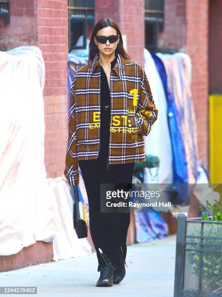 Irina Shayk is seen walking in Soho on October 27, 2022 in New York City.