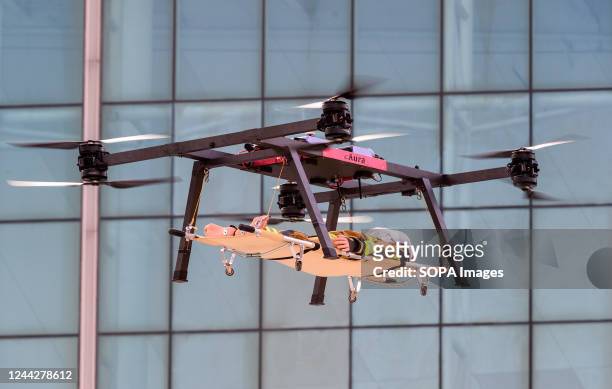 Rescue drone flying during a national comprehensive counter-terrorism training. The drill comes amid international concerns about terrorism, natural...