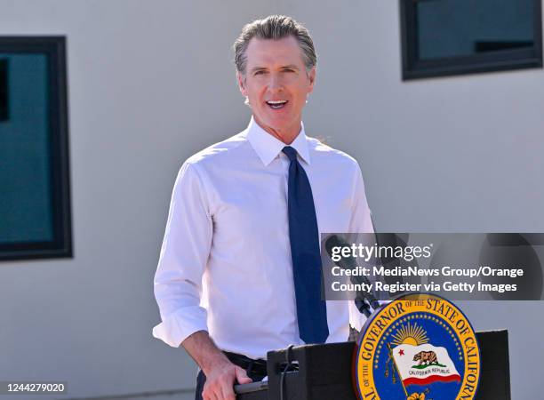 Fullerton, CA California Governor Gavin Newsom during the opening of Hope Center in Fullerton, CA, on Thursday, October 27, 2022. The facility is a...