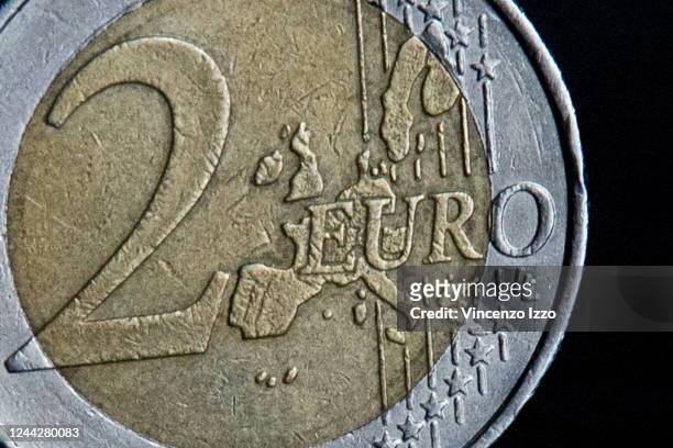 In this photo illustration, Two euro coin of the Italian republic.