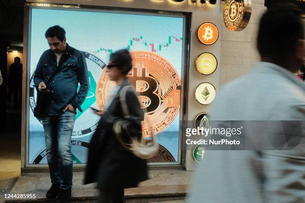 Bitcoin offices in Istanbul, Turkey on Octaber 27, 2022. Before the midterm elections in the United States of America on November 8, the sideways...