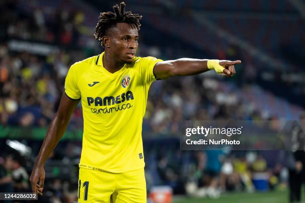 Villarreal's Samuel Chimerenka Chukwueze during UEFA Conference League between Villarreal CF and Hapoel Beer Sheva at Ciutat de Valencia Stadium on...