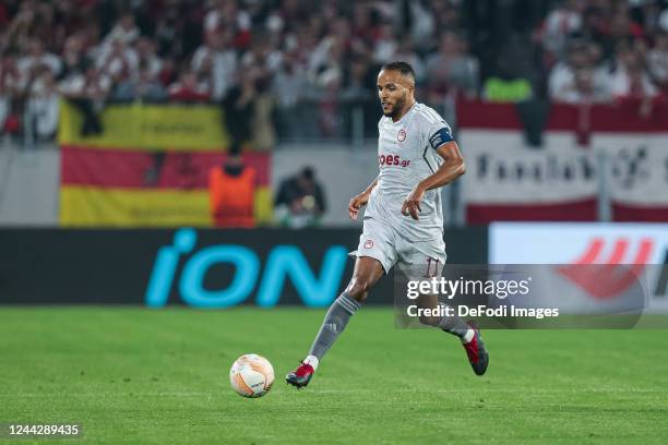 Youssef El-Arabi of Olympiakos Piräus controls the Ball during the UEFA Europa League group G match between Sport-Club Freiburg and Olympiakos...