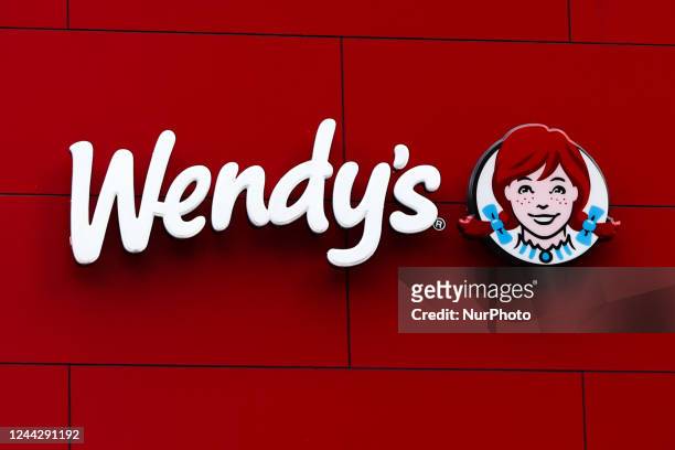 Wendy's logo sign is seen in New York, United States, on October 26, 2022.