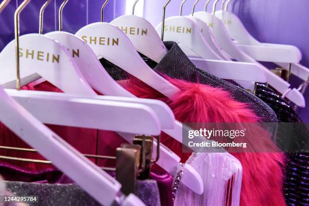 Clothes at the Shein pop-up store in New York, US, on Friday, Oct. 28, 2022. Shein, the online retailer that has turbocharged the global fast-fashion...