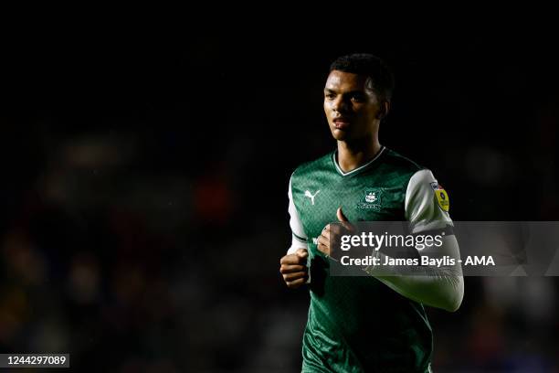 Morgan Whittaker of Plymouth Argyle during the Sky Bet League One between Plymouth Argyle and Shrewsbury Town at Home Park Stadium on October 25,...