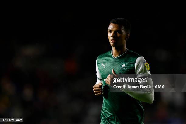 Morgan Whittaker of Plymouth Argyle during the Sky Bet League One between Plymouth Argyle and Shrewsbury Town at Home Park Stadium on October 25,...