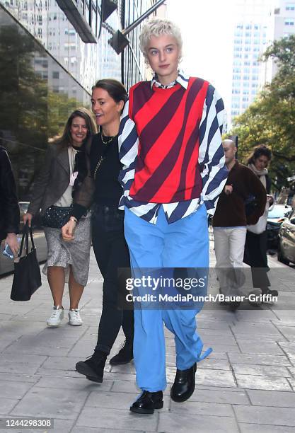 Emma Corrin is seen on October 28, 2022 in New York City.