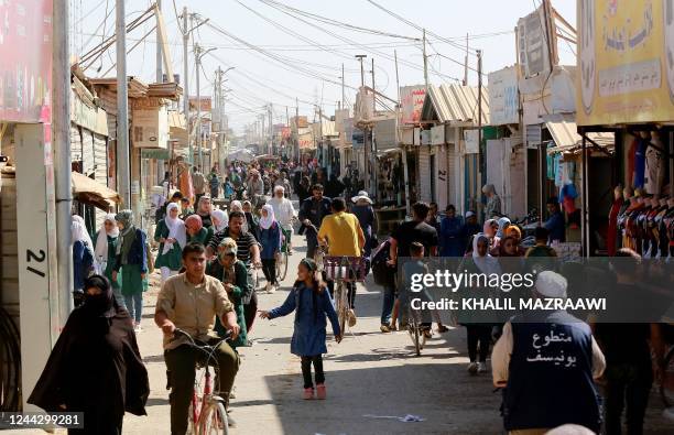 This picture shows a view of the Zaatari camp for Syrian refugees, near the Jordanian city of Mafraq, about 80km north of the capital Amman, on...