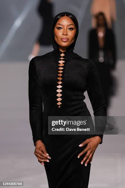 Naomi Campbell walks the runway as Naomi Campbell, partnered with Qatar Creates, host a couture fashion and art charity show as part of the EMERGE...