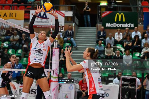 Signorile Noemi &amp;#xA;&amp;#xA; - Agnese Cecconello during the Volleyball Italian Serie A1 Women match Cuneo Granda Volley vs Reale Mutua Fenera...