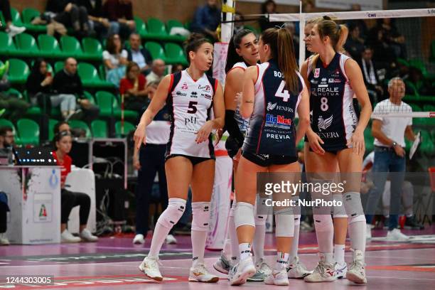 Ilaria Spirito &amp;#xA; Bosio Francesca &amp;#xA; Grobelna Kaja during the Volleyball Italian Serie A1 Women match Cuneo Granda Volley vs Reale...