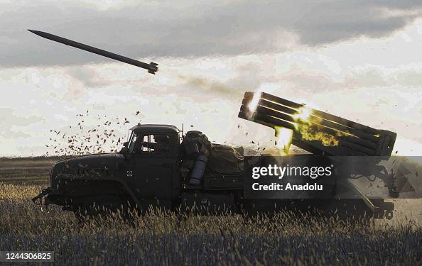Russian targets are hit by grad rockets of Grad Rocket Company of the ...