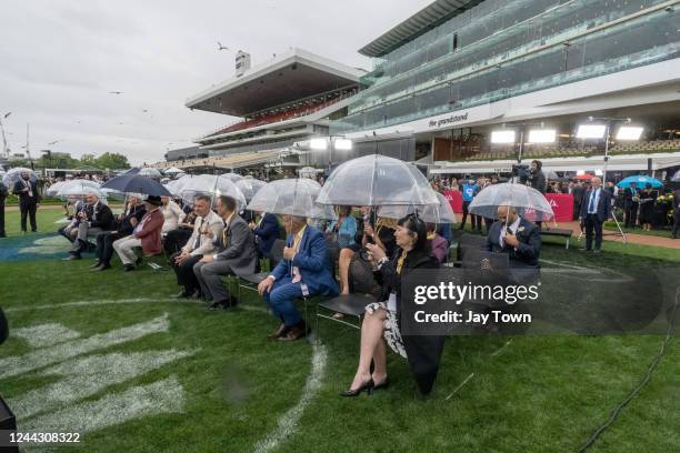 Melbourne Cup Barrier Draw. VRC Derby Day at Flemington Racecourse on October 29, 2022 in Flemington, Australia.