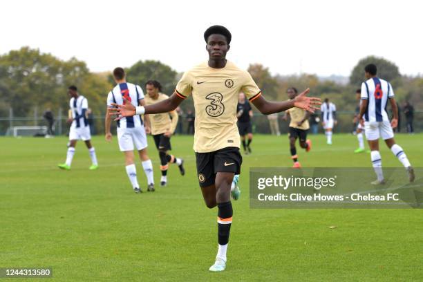 Tudor Mendel Idowu of Chelsea celebrates scoring the first goal during the West Bromwich Albion U18 v Chelsea U18 - U18 Premier League at West...