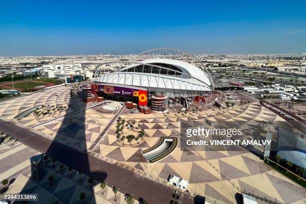 View shows the Khalifa International Stadium in Doha on October 29, 2022 ahaead of the Qatar 2022 FIFA World Cup football tournament.