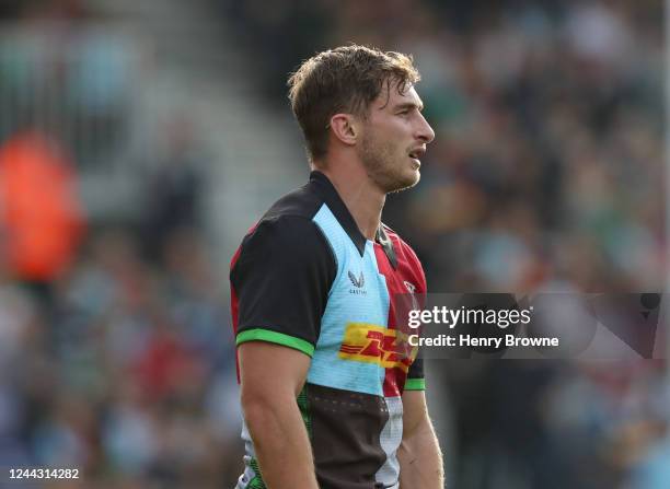 Josh Bassett of Harlequins during the Gallagher Premiership Rugby match between Harlequins and London Irish at Twickenham Stoop on October 29, 2022...