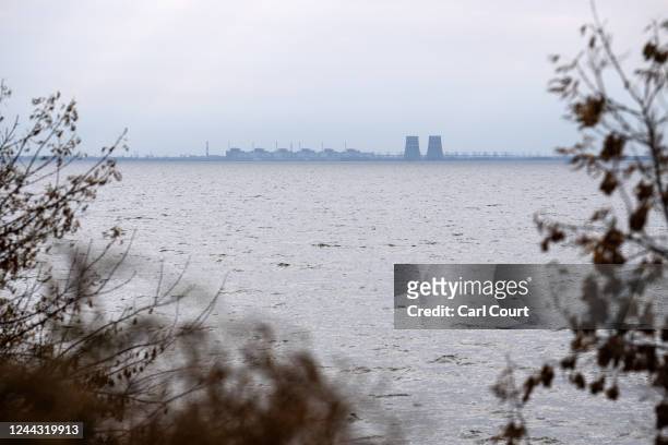 Zaporizhzhia Nuclear Power Plant, Europe's largest nuclear power station and currently held by Russian occupying forces, is pictured on October 29,...