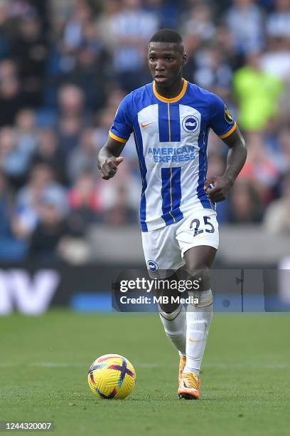 Moisés Caicedo of Brighton & Hove Albion in action during the Premier League match between Brighton & Hove Albion and Chelsea FC at American Express...