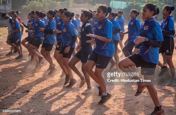 To 28 years old youngsters every day practicing for the Mumbai police recruitment at Shivaji Park ground, Dadar, on October 29, 2022 in Mumbai, India.