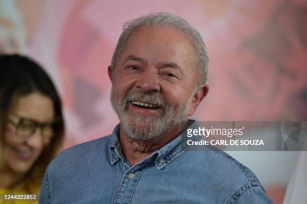 Brazilian former President and candidate for the leftist Workers Party Luiz Inacio Lula da Silva during a press conference in Sao Paulo, Brazil, on...
