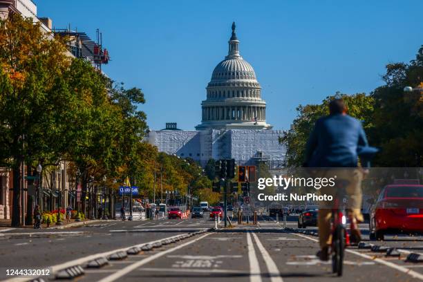 The Capitol building is seen from Pennsylvania Avenue NW in Washington, D.C., United States on October 20, 2022.