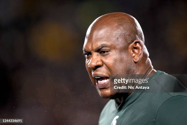 Head coach Mel Tucker of the Michigan State Spartans reacts against the Michigan Wolverines during the first quarter at Michigan Stadium on October...