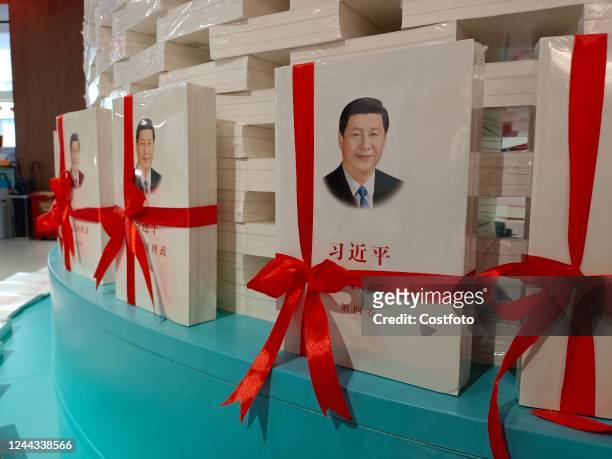 Study reading of documents of the 20th Congress of the Communist Party of China is displayed at a Xinhua bookstore in Suqian, Jiangsu province,...