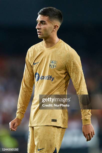 Ferran Torres of FC Barcelona looks on during the LaLiga Santander match between Valencia CF and FC Barcelona at Mestalla stadium, October 29...